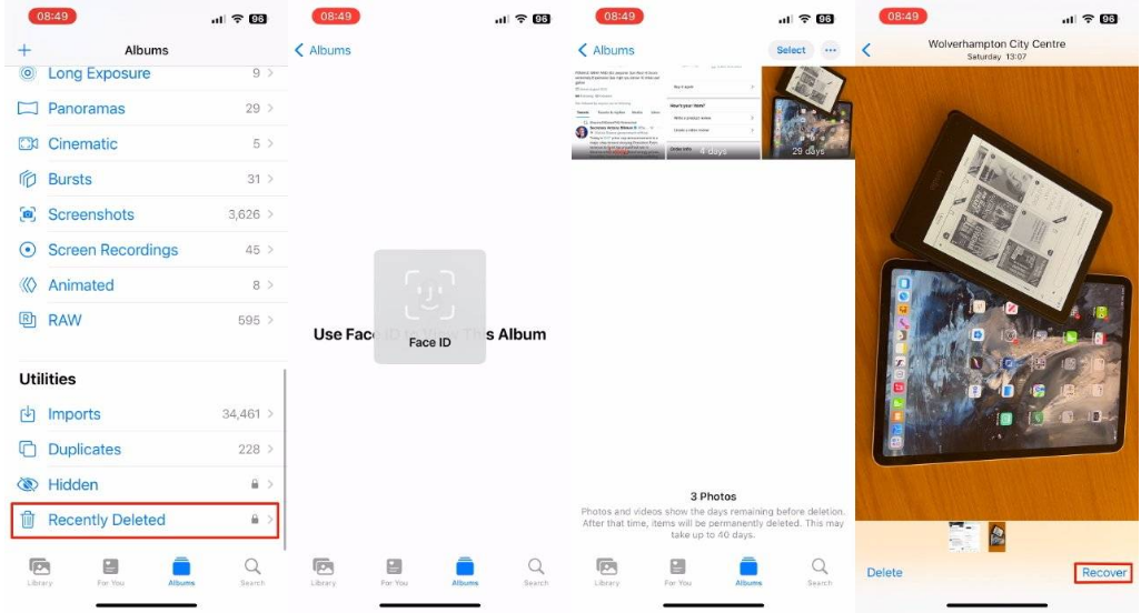乐业苹果14维修分享 iPhone14 上恢复已删除的照片 