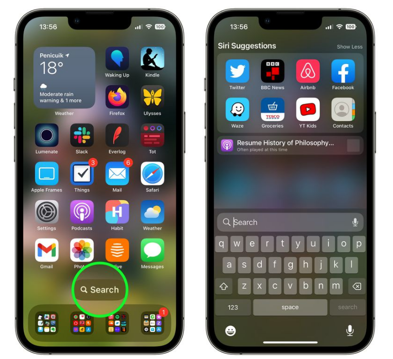 乐业苹果手机维修分享升级到 iOS 16 后，如何删除主屏幕上的搜索按钮 