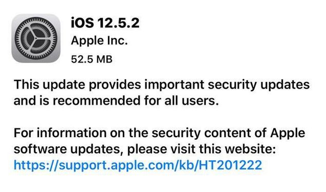 乐业苹果手机维修分享iOS12.5.2发布，建议所有老苹果用户安装 
